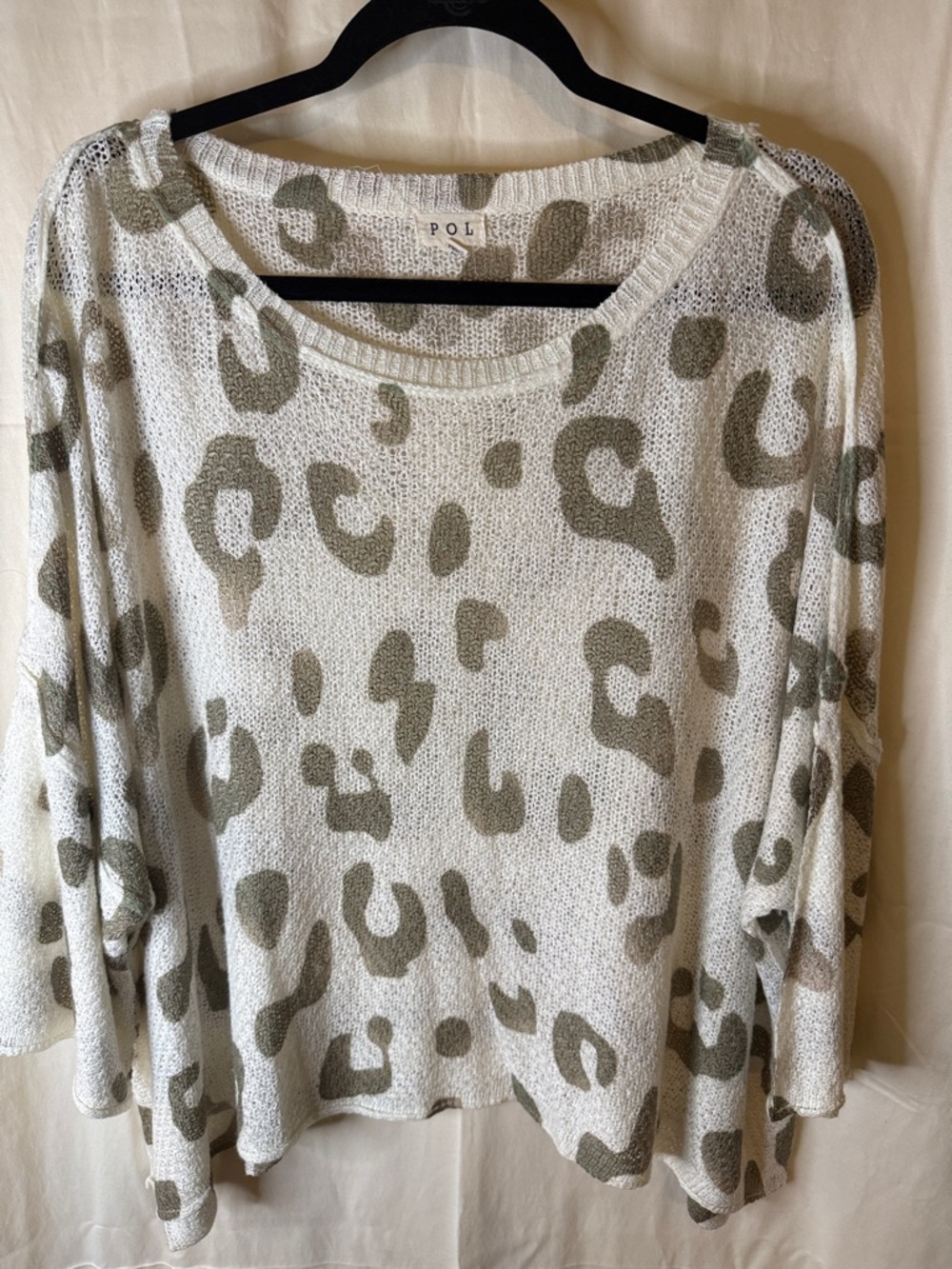 POL Olive Spot Knit Pullover on White Base